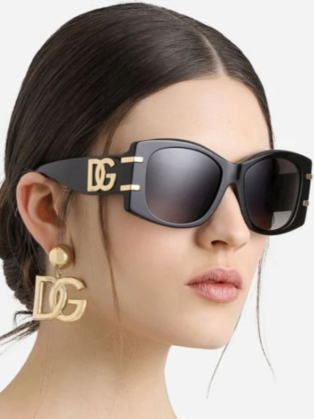 Dolce & Gabbana DG4501 501/8G Sunglasses Black Square Frame, Grey Lenses